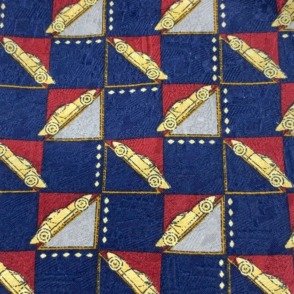 Louis‎ Feraud Men's Silk Necktie Classic Car Design Navy/Red Tie